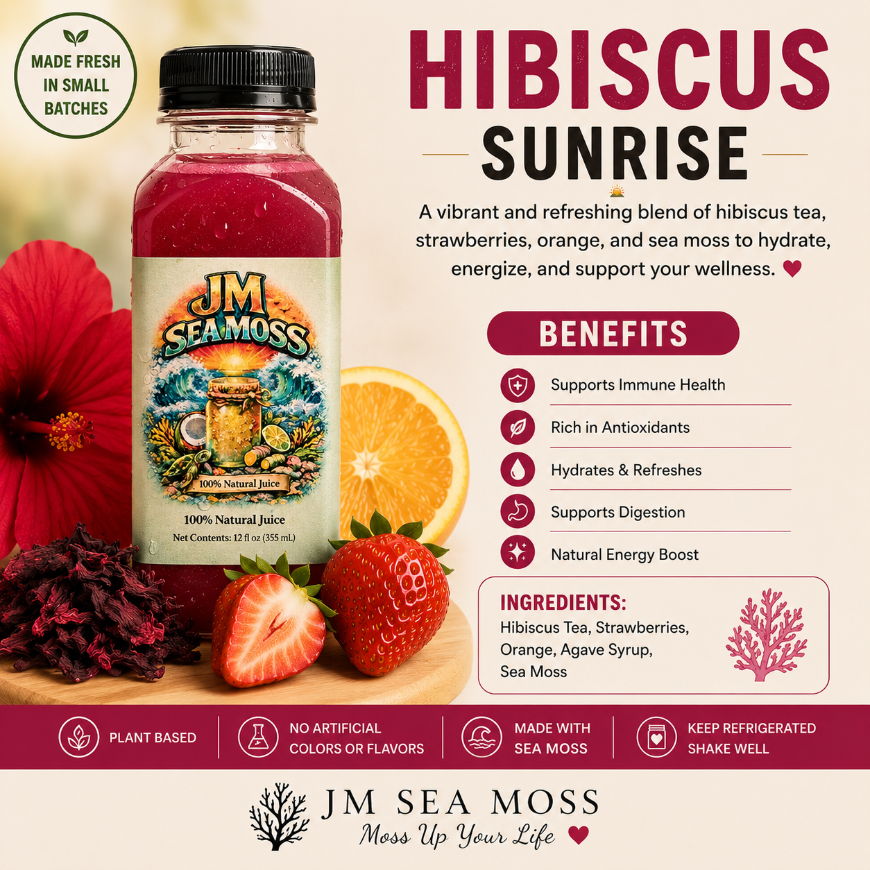 Hibiscus Sunrise Juice – 12 oz