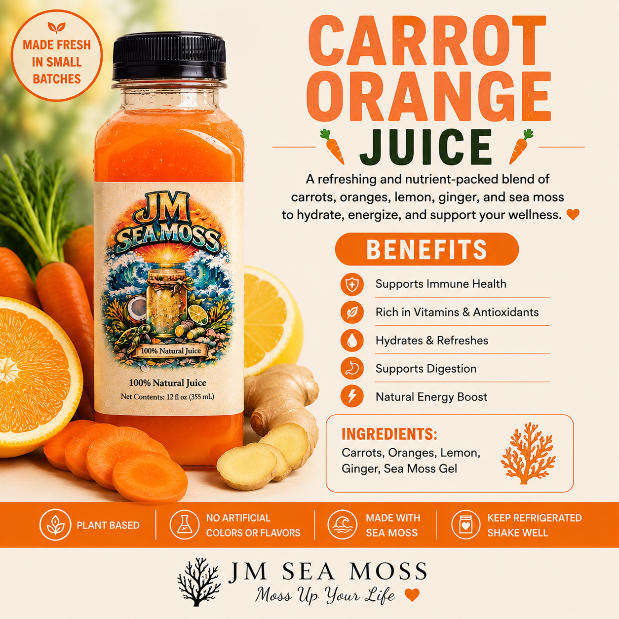 Carrot Orange Juice – 12 oz